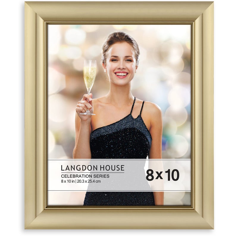 Langdon House 8x10 Gold Picture Frame, Contemporary Glam Photo Frame 8 x 10, Wall Mount or Table Top, Celebration Collection - Image 1